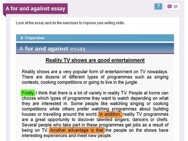 english essay for and against