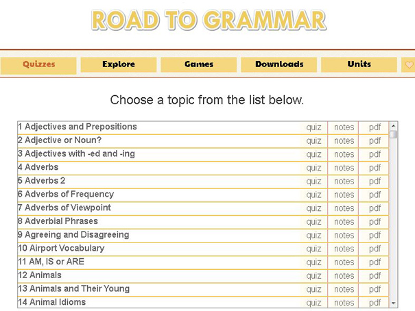 Road to Grammar - Quizzes | English-Guide.org